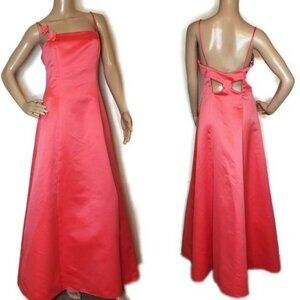 Jessica McClintock For Gunne Sax Maxi Dress Pink Satin Floral Detail